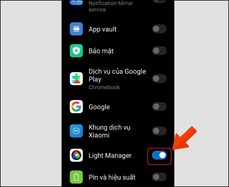 Gạt nút sang phải để bật thông báo.